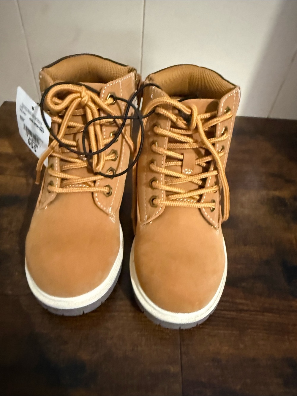 Kids Wheat Lace-Up Ankle Boots - Picture 2 of 5